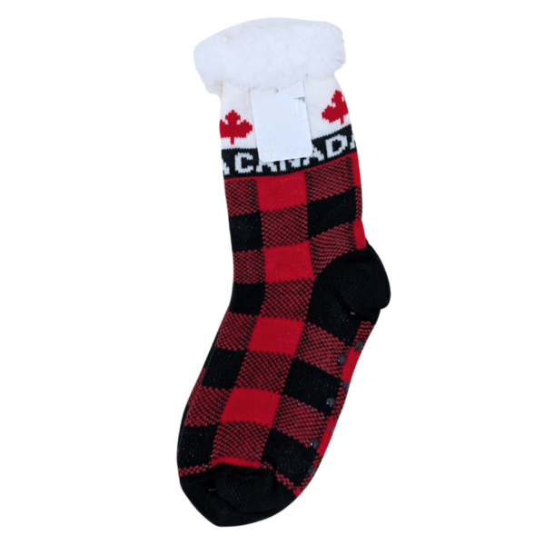 Wholesale Adult Slipper Socks with Grips - Red/Black