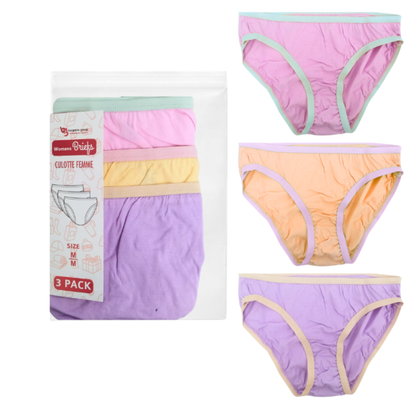 Wholesale Ladies' Cotton Briefs, 3-Pack (Size: S-XL)