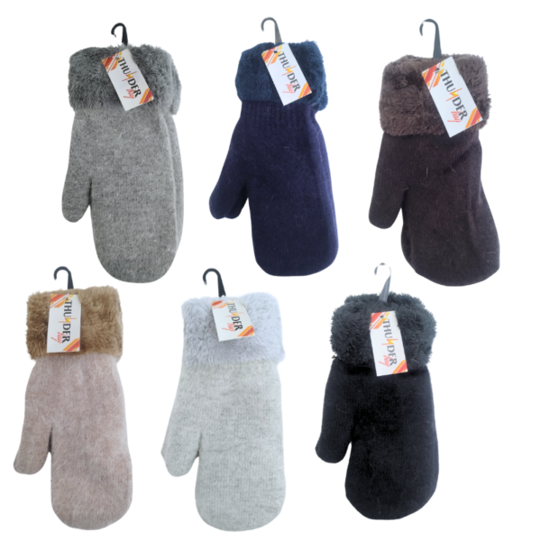 Wholesale Ladies' Woolen Mittens - Assorted Colours
