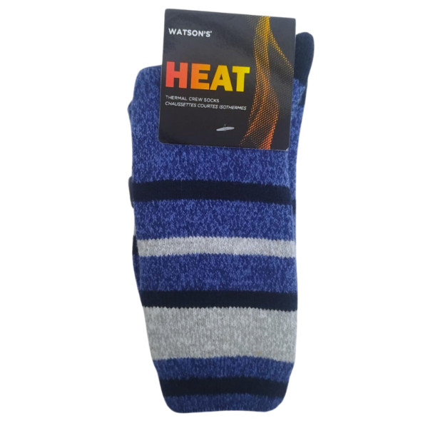 Wholesale Men's Heat Thermal Socks 1-Pack - Blue Stripes