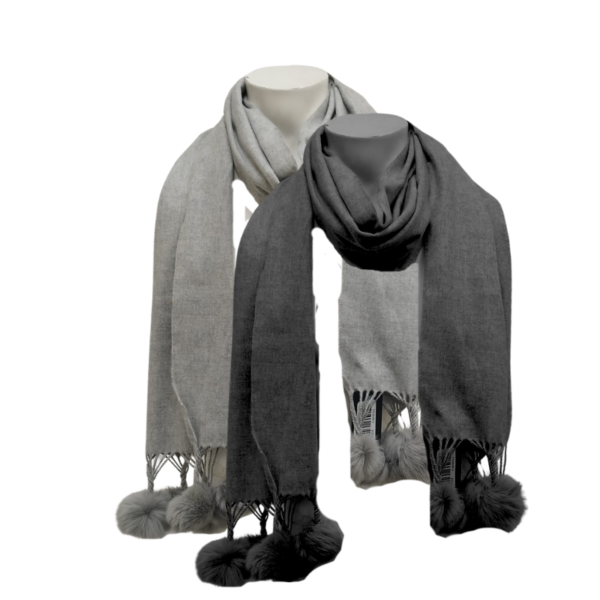 Wholesale Ladies' Scarf with Pom-Pom - 2-Colours