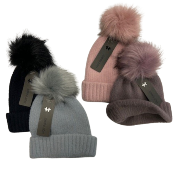 Wholesale Brand Name Girls' Toque with Pom-Pom - 4-Colours (7-14 years)