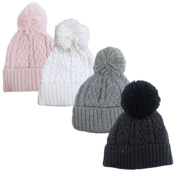 Wholesale Brand Name Toddler Toque with Pom-Pom - 4-Colours (2-3 Years)
