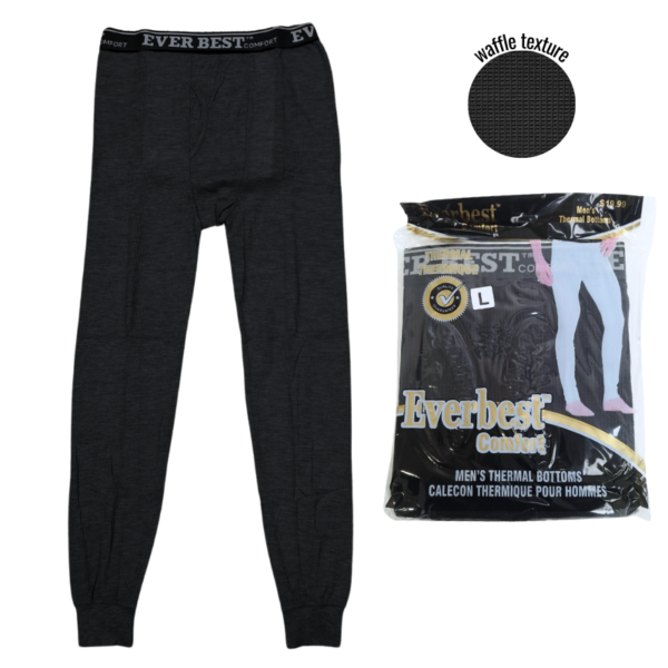 Wholesale Adult Thermal Long Johns – Black (Size L)