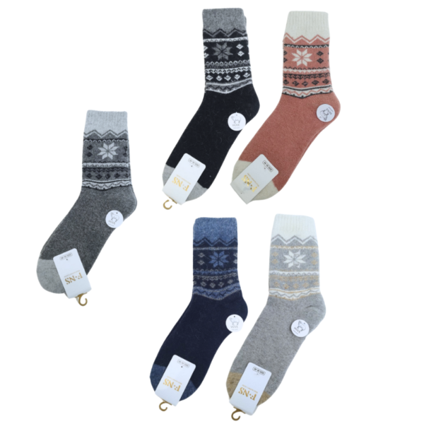 Wholesale Ladies Wool Blend Socks (Size: 9-11) - Nordic Print