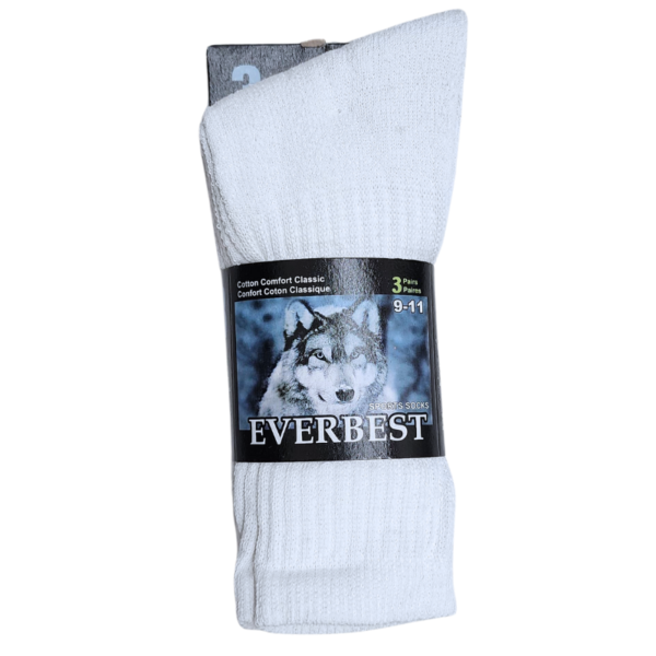Wholesale Ladies/Youth Sport Socks, White, 3-Pack - Size 9-11 ($1.10 each)