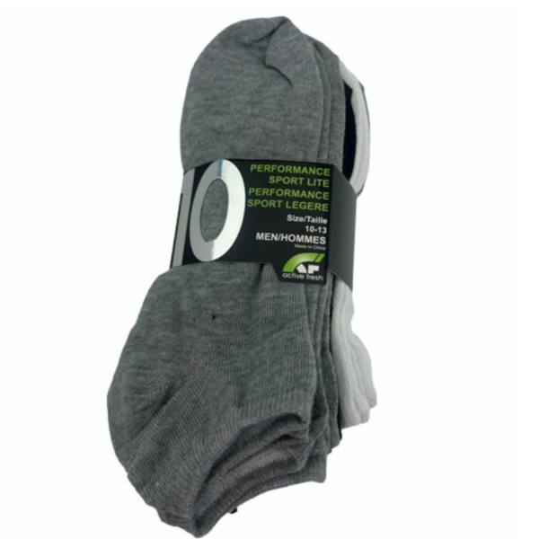 Wholesale Men's Low-Cut Socks - Grey/Black/White -10-Pack - Size: 10-13 ($0.95 each)