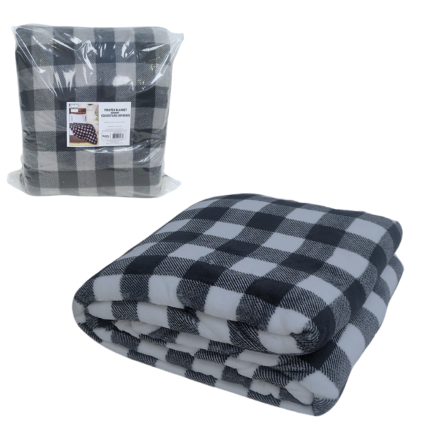 Wholesale Blanket – Grey/Black Buffalo Plaid (Size: 86″ x 86″)