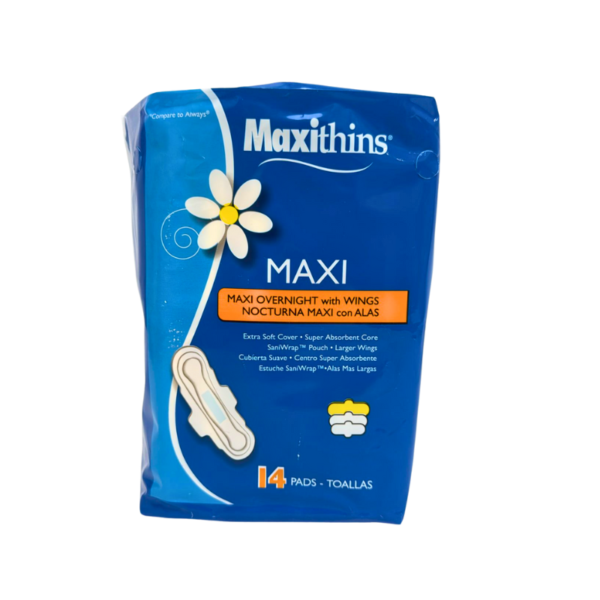 Wholesale Maxi Long Pads- Thin Overnight with Wings - 14pk