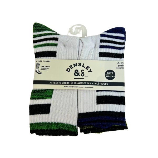 Wholesale Boys' Crew Socks, 4-Pack - Sock Size: 8-10 ($1.50 Each)
