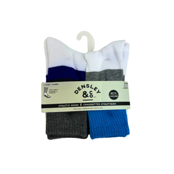 Wholesale Boys' Crew Socks, 4-Pack - Sock Size: 6-8 ($1.50 Each)
