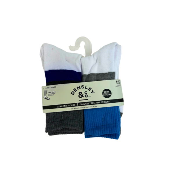 Wholesale Boys' Crew Socks, 4-Pack - Sock Size: 8-10 ($1.50 Each)