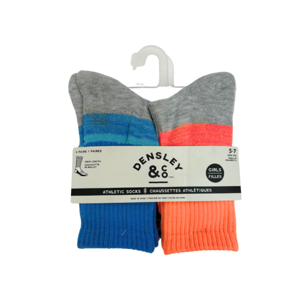 Wholesale Girls' Crew Socks, 4-Pack - Sock Size: 5-7 ($1.50 Each)