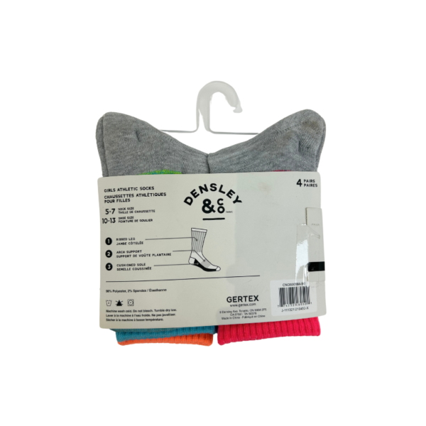 Wholesale Girls' Crew Socks, 4-Pack - Sock Size: 5-7 ($1.50 Each) - Image 2