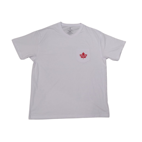 Wholesale Adult Pocket T-shirt with Canada logo – Red and White (Size S-XL) - Image 2