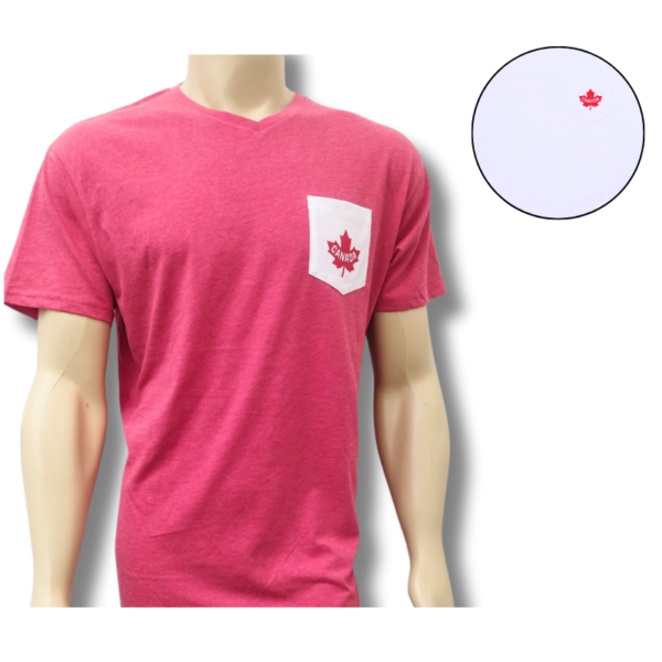 Wholesale Adult Pocket T-shirt with Canada logo – Red and White (Size S-XL)