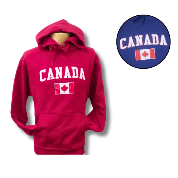 Wholesale Adult Pullover Hoody with Canada logo - Red and Navy (Size: S-XL)
