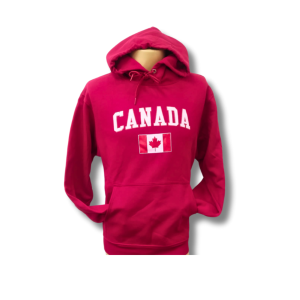 Wholesale Adult Pullover Hoody with Canada logo - Red and Navy (Size: S-XL) - Image 2