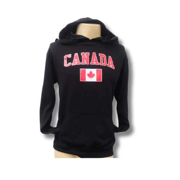 Wholesale Adult Pullover Hoody with Canada logo - Black (Size: S-2XL)