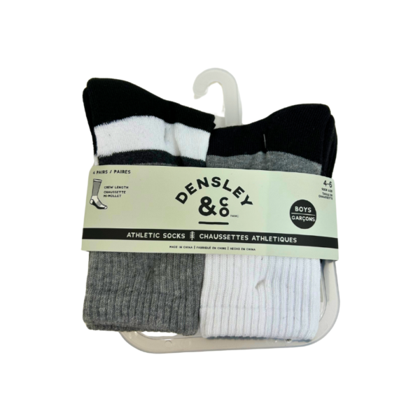 Wholesale Boys' Crew Socks, 4-Pack - Sock Size: 4-6 ($1.50 Each)