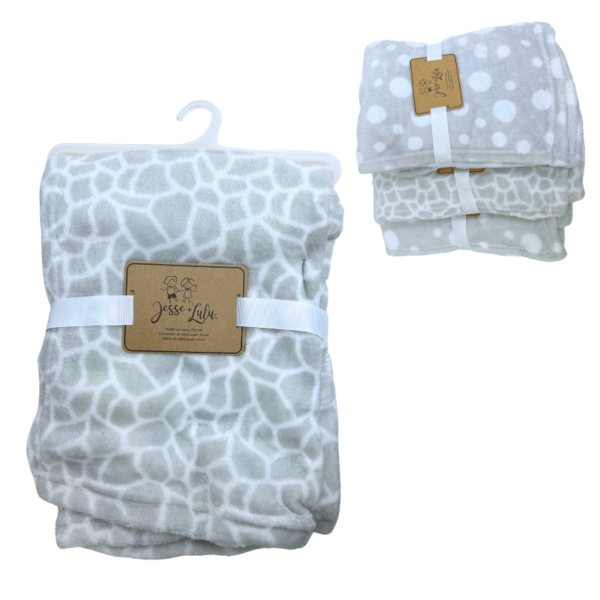 Wholesale Plush Baby Blanket - Assorted Grey Prints