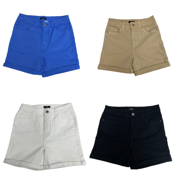 Wholesale Ladies' Twill/Denim Shorts – Assorted Colours (Sizes 6–14)
