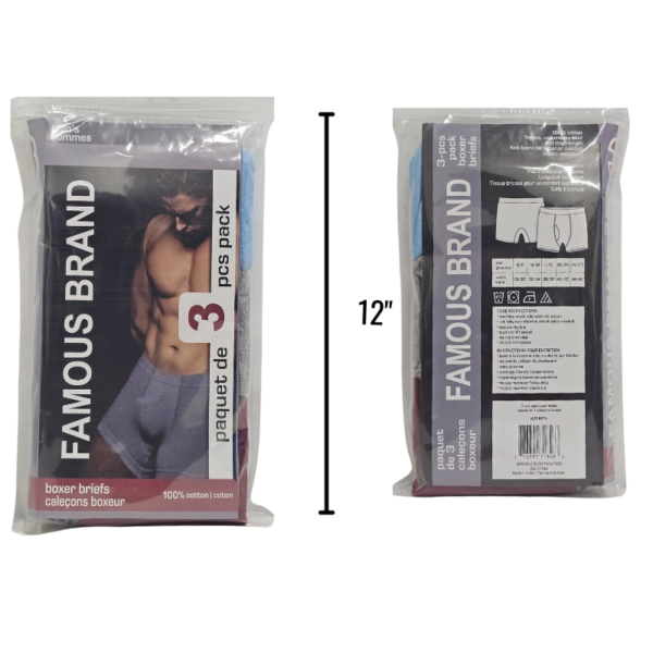 Wholesale Men’s Boxer Briefs, Asst Colours, 3-Pack (Size: S-3XL) ($3.00 each) - Image 3