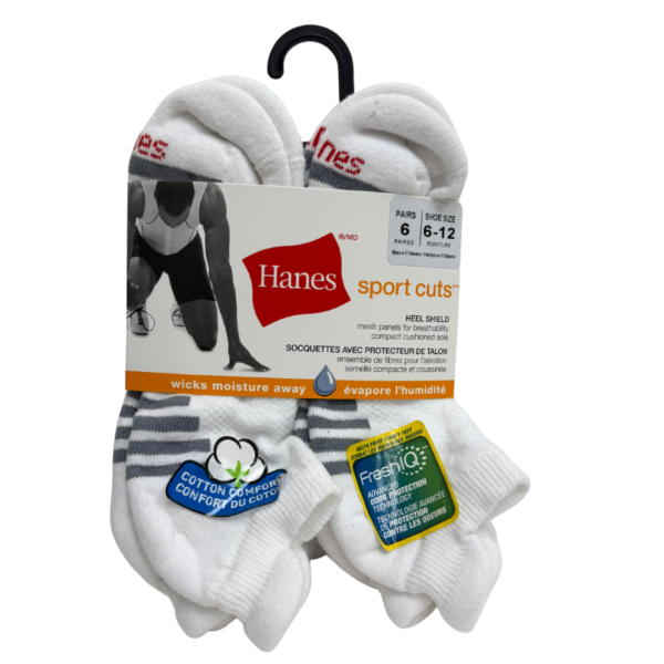 Wholesale Mens 6pk Ankle Sock Hanes 6-12 - White ($2.00 Each)