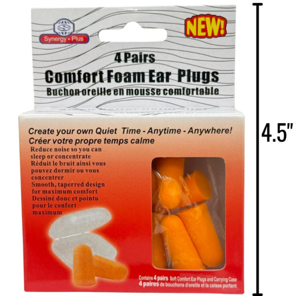 Ear plugs with case on white background