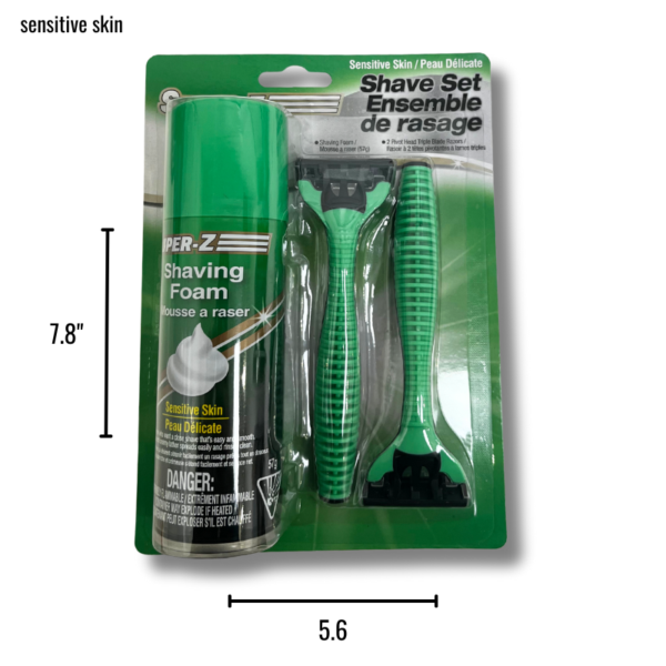 Wholesale Shave Set: 2 Razors with 57ML Shave Foam - Sensitive