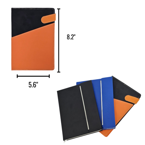 Wholesale Magnetic Journal - Orange, Black, Blue 8.2" x 5.6"