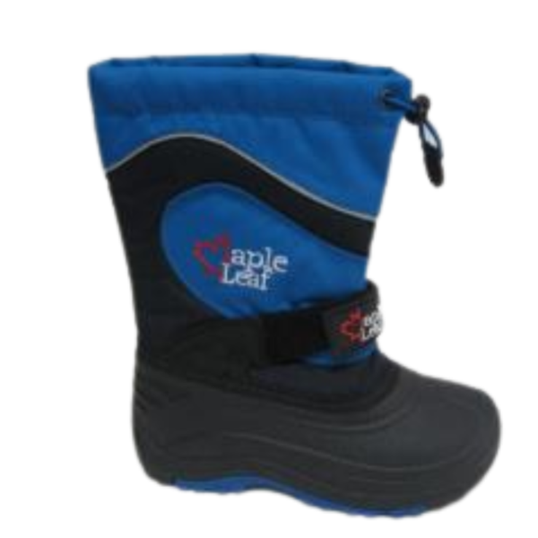 Wholesale Youth Winter Boots, Nylon Velcro, 9″ Tall, Black  & Royal (Size 11-3)