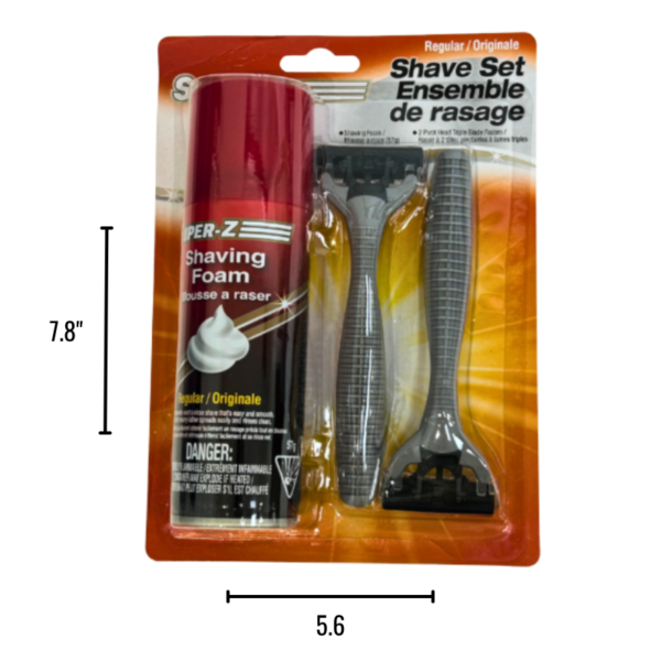 Wholesale Shave Set: 2 Razors with 57ML Shave Foam - Regular