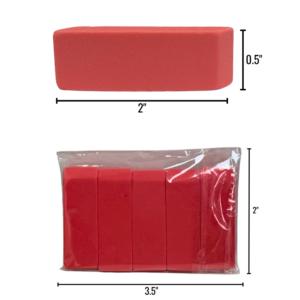 Pink eraser in bag on white background