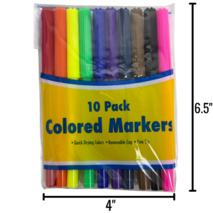 COLORED MARKERS – 10 PACK FINE TIP