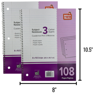 Coil Notebook - 8 x 10.5 - 3 Subject - 108 Pages