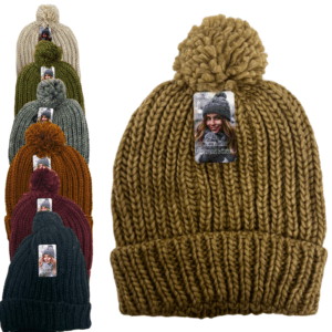 Wholesale Ladies Knit Pom Pom Toque - 7 Colours