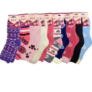 LADIES COSY SOCKS - SIZES 4-10- ASST COLS