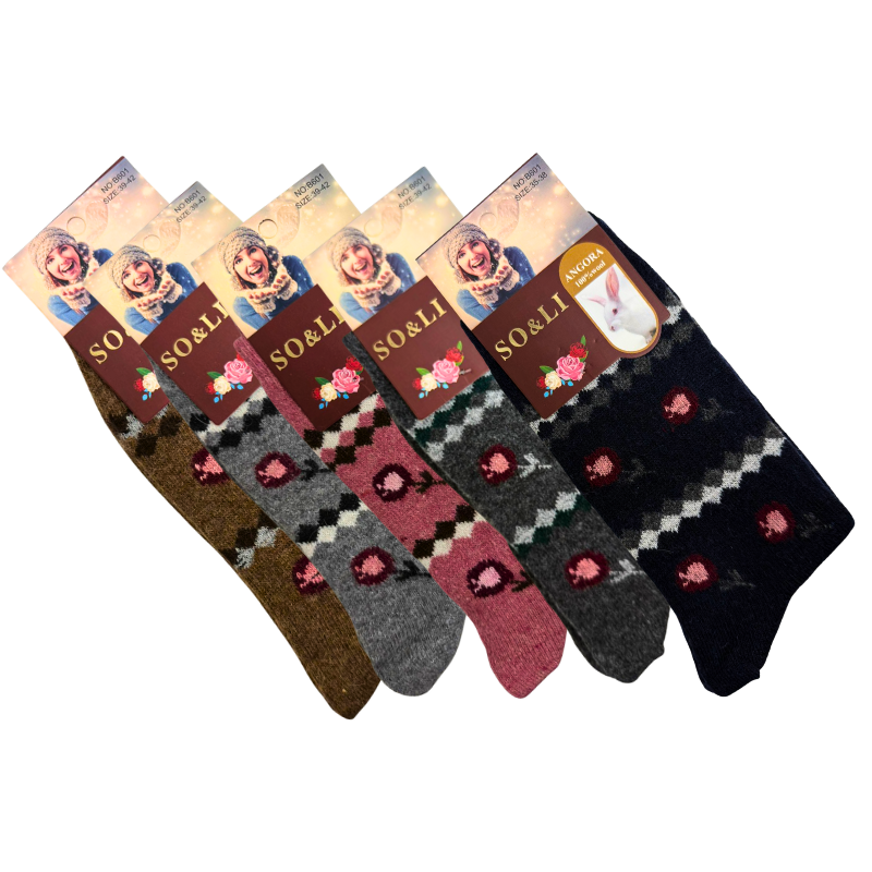 LADIES WOO SOCKS- SIZES 4-10 - ASST COLS