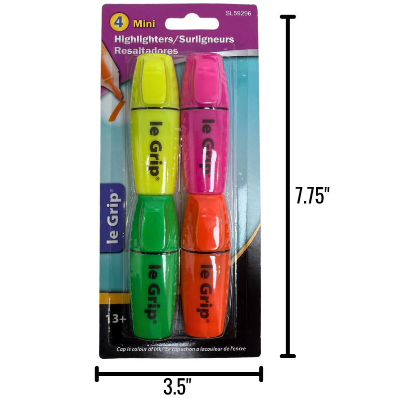 HIGHLIGHTERS - 4PK MINI ASST COL