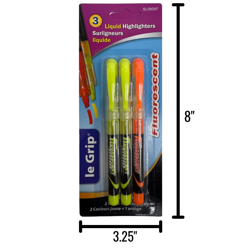 HIGHLIGHTER- 3 PACK - YELLOW/ ORANGE