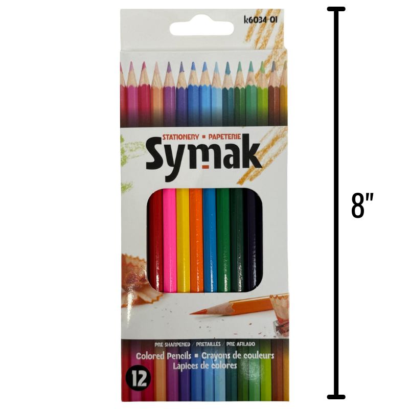 12 Colour Pencils, Pre-Sharpened