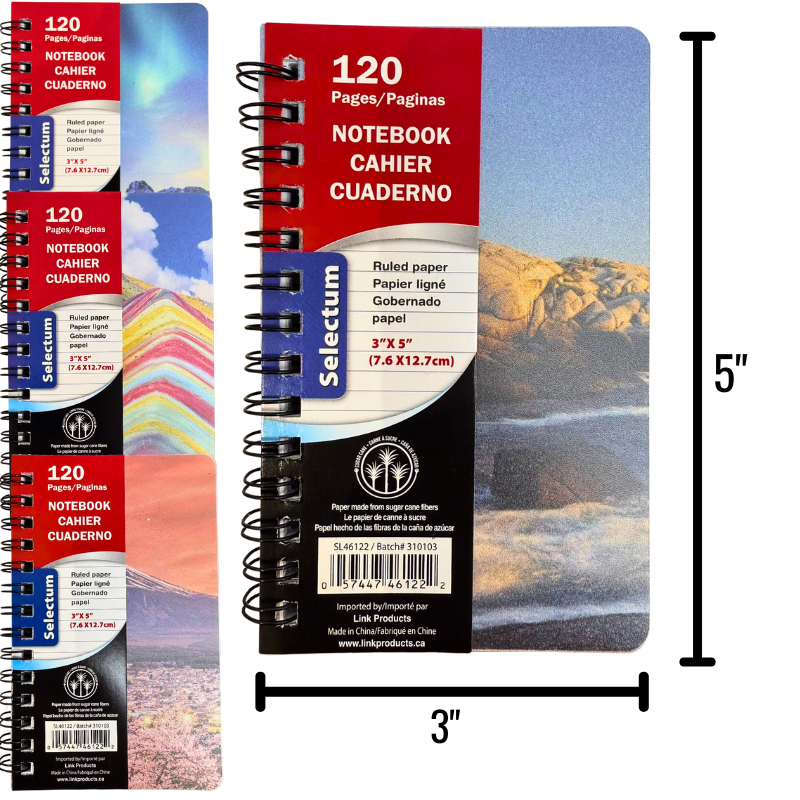 COIL NOTEBOOK- RULED 120 PGS - 3X5