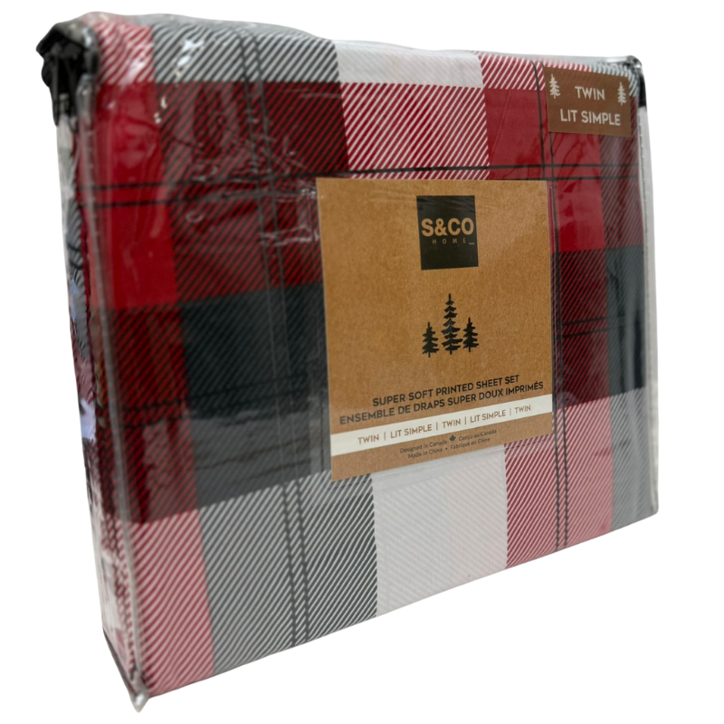 Wholesale Twin Bed Sheet Set, 3-Pieces – Plaid - Image 2