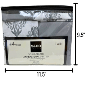 TWIN SHEET 4 PC GREY - SOLID / PRINTED
