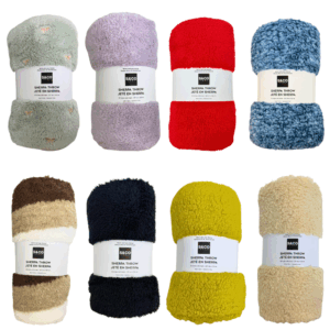Wholesale Premium Asst. Plush Throw Blanket - Asst. Colours (50” x 60”)