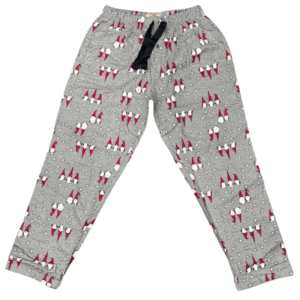 Wholesale Adult Plaid Flannel Pajama Pants - Heather Grey Gnome Print (Size S-XXL)