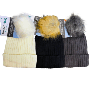 Wholesale Ladies’ Lined Knit Toque with Removable Pom-Pom – Assorted Colors
