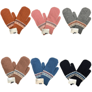 Ladies’ Mittens – Nordic Print – Assorted Colours