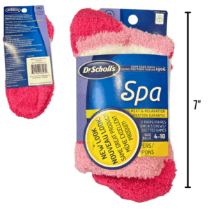 Wholesale Ladies’ Brand Name Dr. Scholl’s Spa Slipper Socks – 2 Pack ($3.25each)